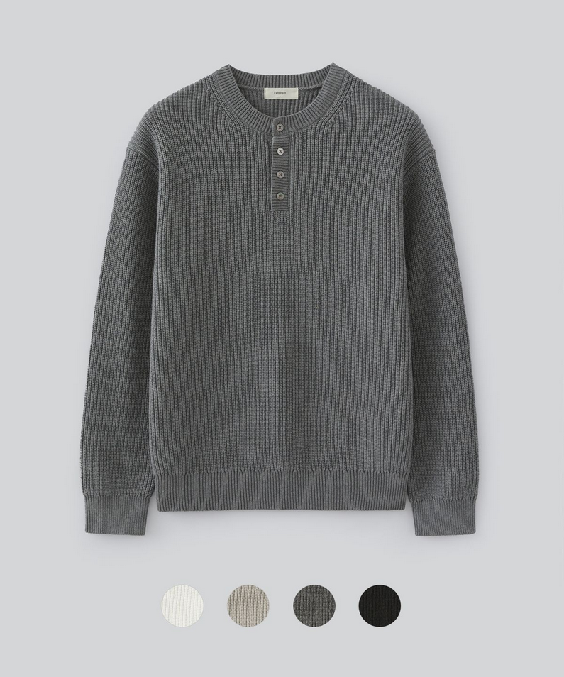 Vải dệt kim cổ henley cotton dày Fabrega