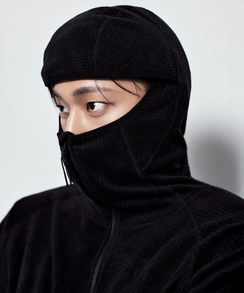 Lưới giải trí thành phố Tan-free Lưới lông cừu cực Balaclava có mũ trùm đầu Zip-Up