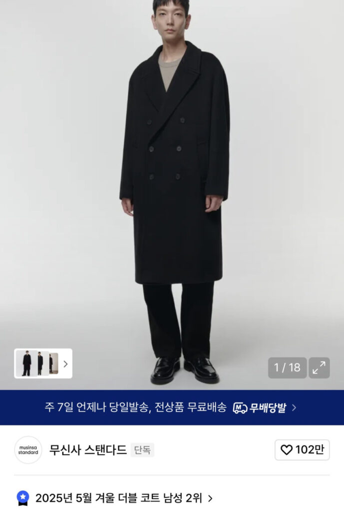 Áo khoác đôi pha trộn cashmere tiêu chuẩn