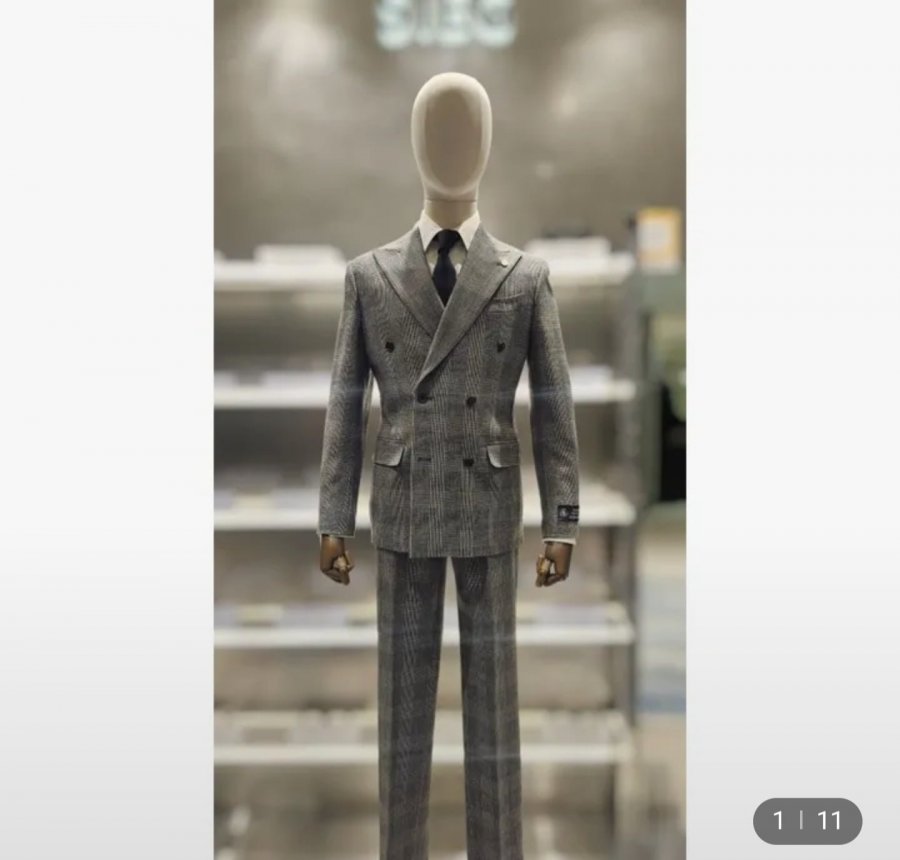 Zike Premium Ý Zebrick Vải Cashmere Pha trộn Glan Check Double Suit