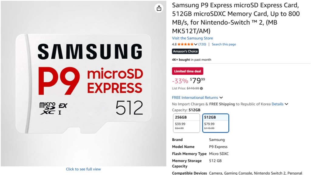 Thẻ nhớ microSD Samsung P9 Express 512GB