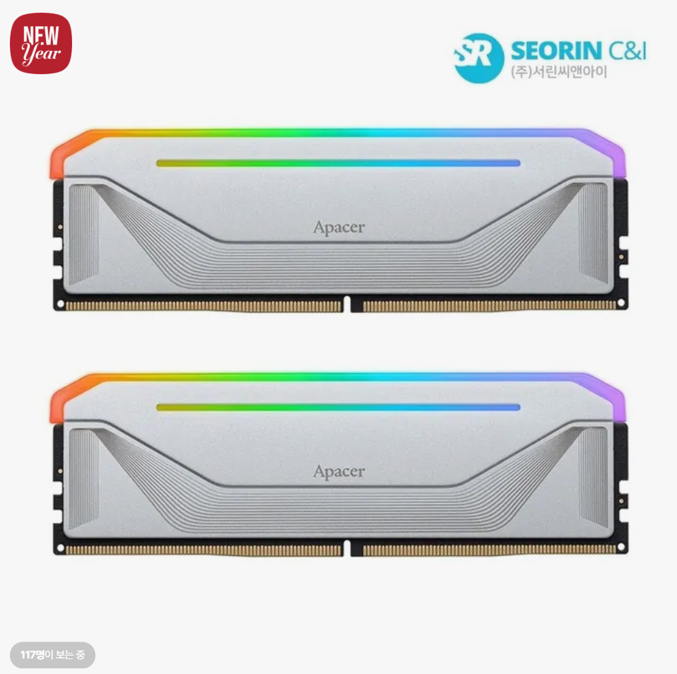 [Lotte On] Seorin Chính thức Apacer DDR5-5200 CL40 NOX RGB 64GB (32GBx2) Bạc/Đen