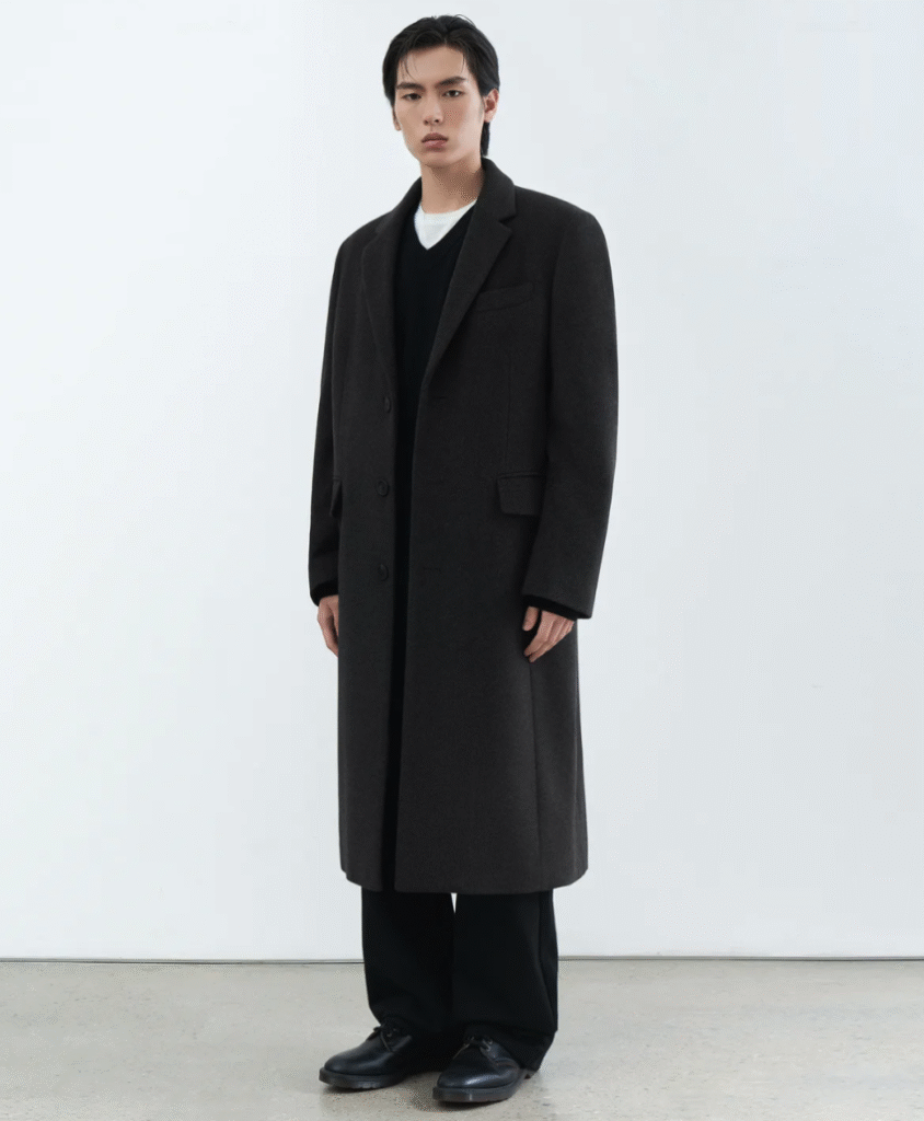 Áo khoác dài chesterfield không chuẩn