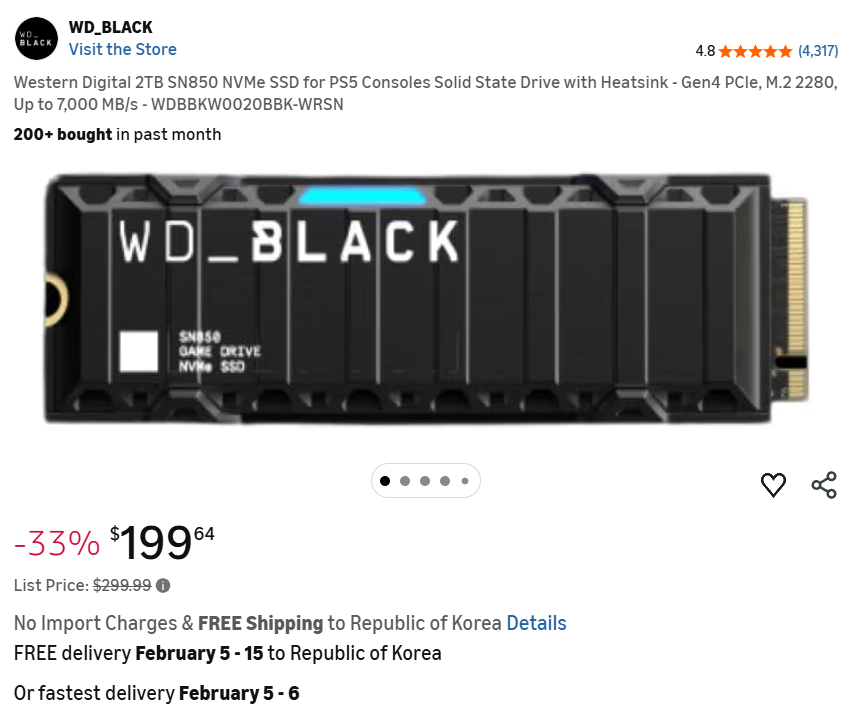 [Amazon] SSD WD 2TB SN850 NVMe