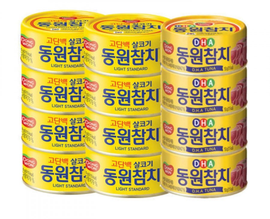 12 lon cá ngừ Dongwon 150g (8 lon Light Standard 150g + 4 lon DHA 150g)