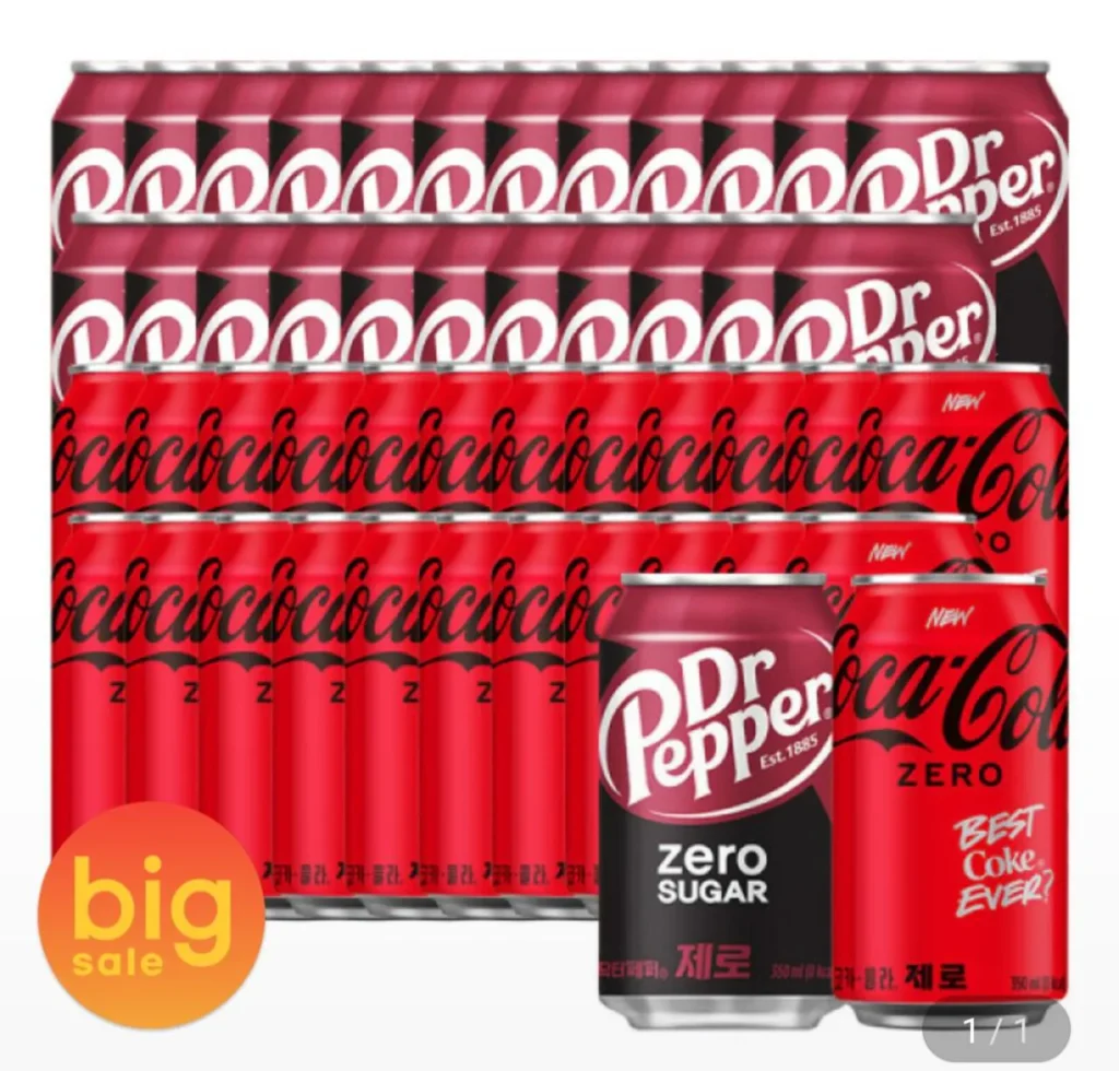 Coke Zero + Dr. Pepper Zero 350ml 48 lon (mỗi lon 24 lon)
