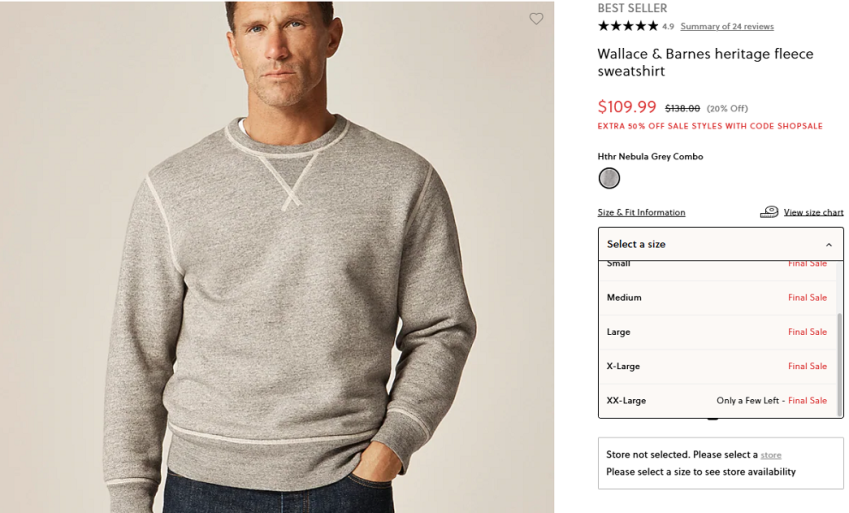 Áo nỉ di sản Wallace & Barnes