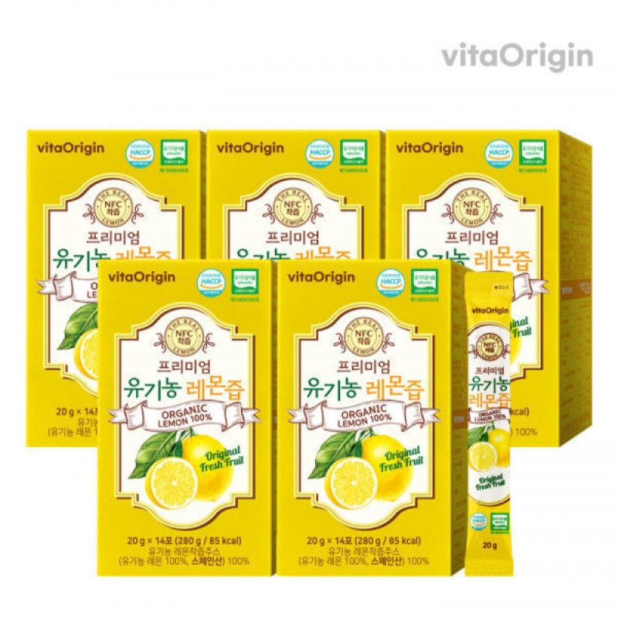 Nước cốt chanh hữu cơ Vita Origin Premium 14 gói, 5 hộp