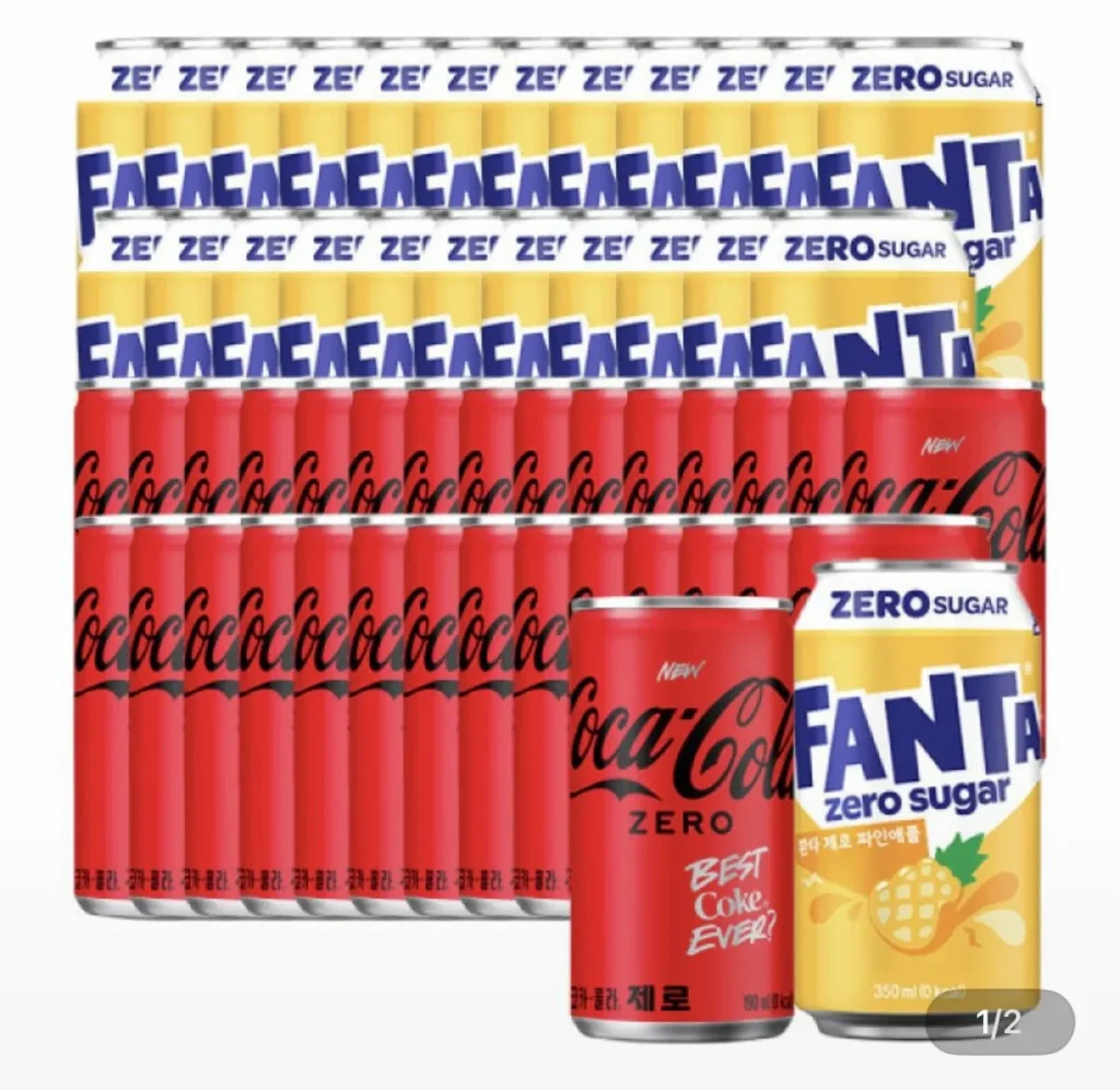 Coca-Cola Zero 190ml x 30 lon + Fanta Zero Fine 350ml x 24 lon