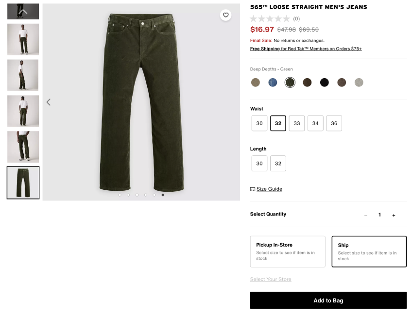 Quần jean nam ống rộng 565TM