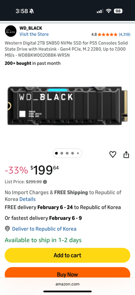 SSD Western Digital 2TB SN850 NVMe