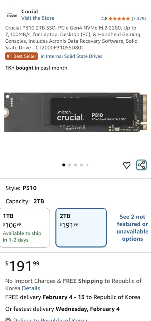 SSD P310 quan trọng 2TB