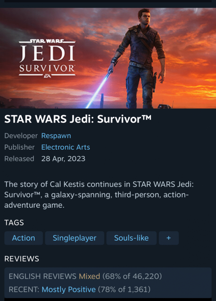 [Steam] Star Wars Jedi: Người sống sót