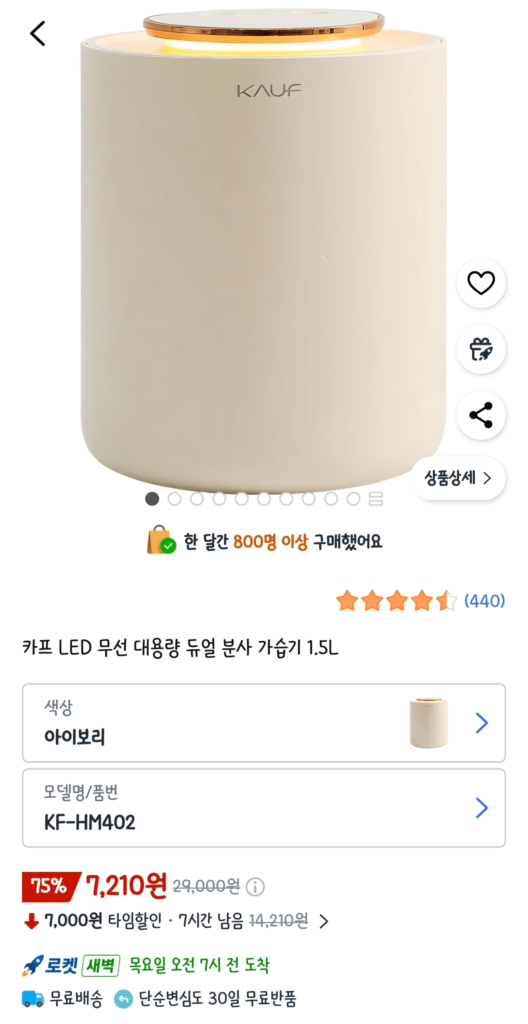 Máy tạo độ ẩm phun kép không dây Carf LED dung tích lớn 1.5L