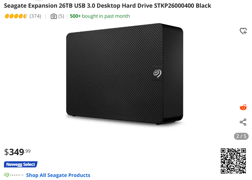 [Newegg] Ổ cứng gắn ngoài Seagate Expansion 26TB