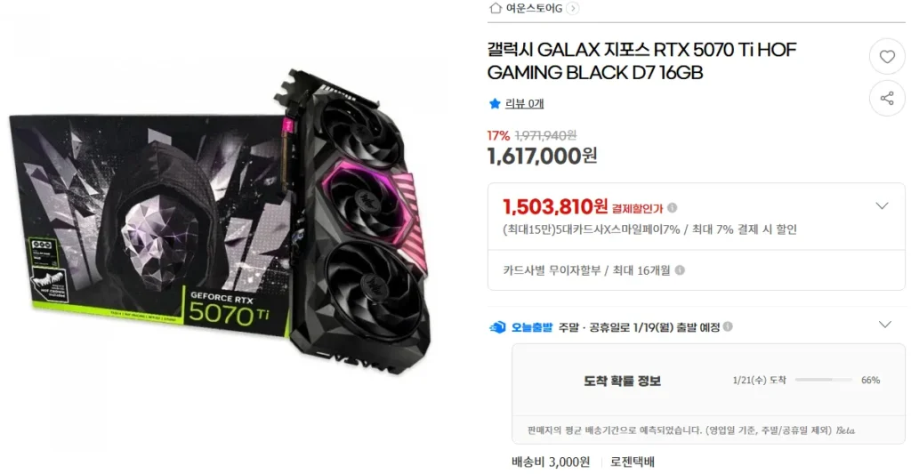Galaxy GALAX GeForce RTX 5070 Ti HOF GAMING ĐEN D7 16GB
