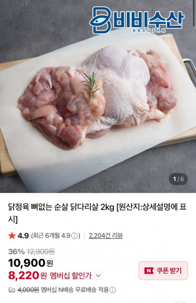 Thịt gà Brazil Member, đùi gà rút xương, 2kg