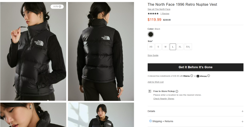 Áo vest nữ Nuptse