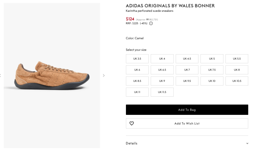 Adidas Wales Bonner Carinta Da lộn