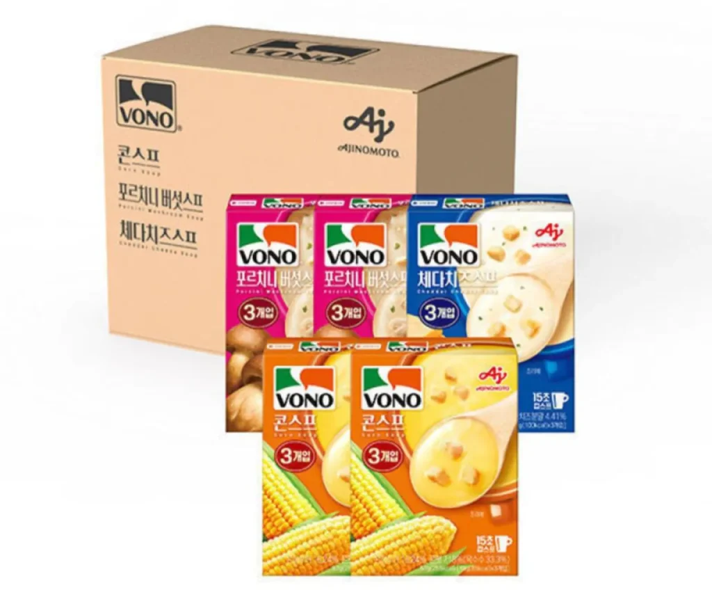 Bộ ba súp Bono 285g (2 súp ngô + 2 porcini + 1 phô mai Cheddar / Tổng cộng 15 miếng)