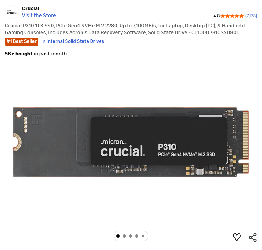 [Amazon] SSD P310 1TB quan trọng