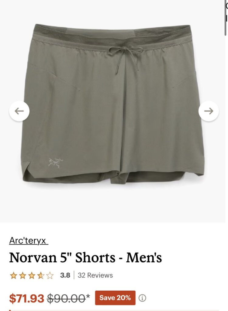 Quần short Arcteryx Norvan 5″ – Nam