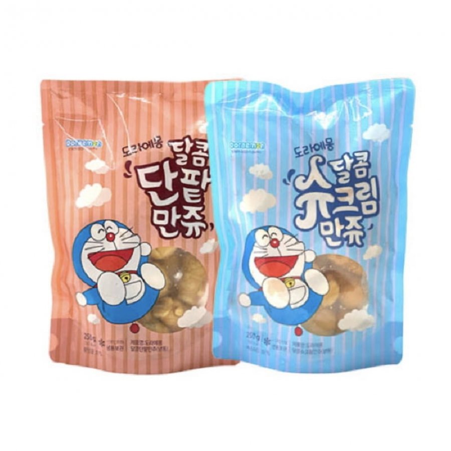 1 túi bánh bông lan đậu đỏ Doremon 250g + 1 túi bánh bông lan kem 250g