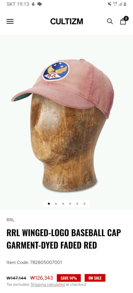 Giảm thêm 4 loại mũ bóng logo cánh nhuộm RRL Garments gồm hồng và đen