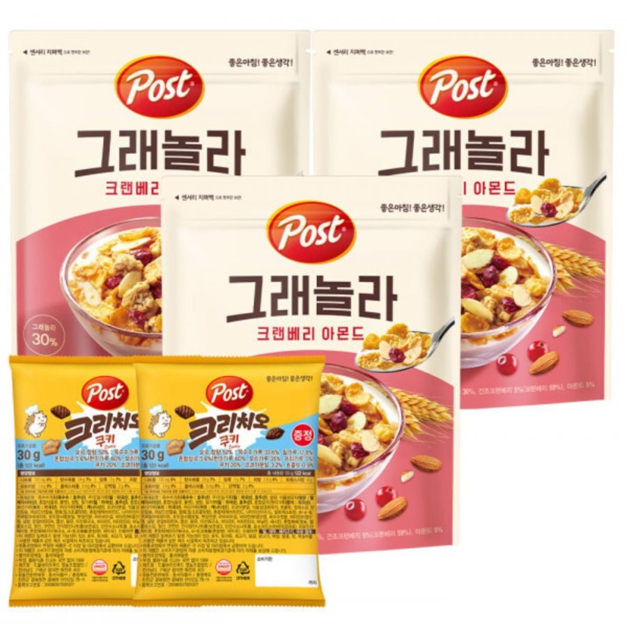Ngũ cốc hạnh nhân nam việt quất Post Granola 570g x 3 + Bánh quy Cricio 30g x 2