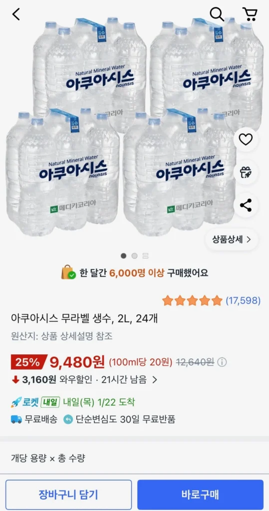 Nước đóng chai không nhãn Aquasis, 2L, 24 chiếc