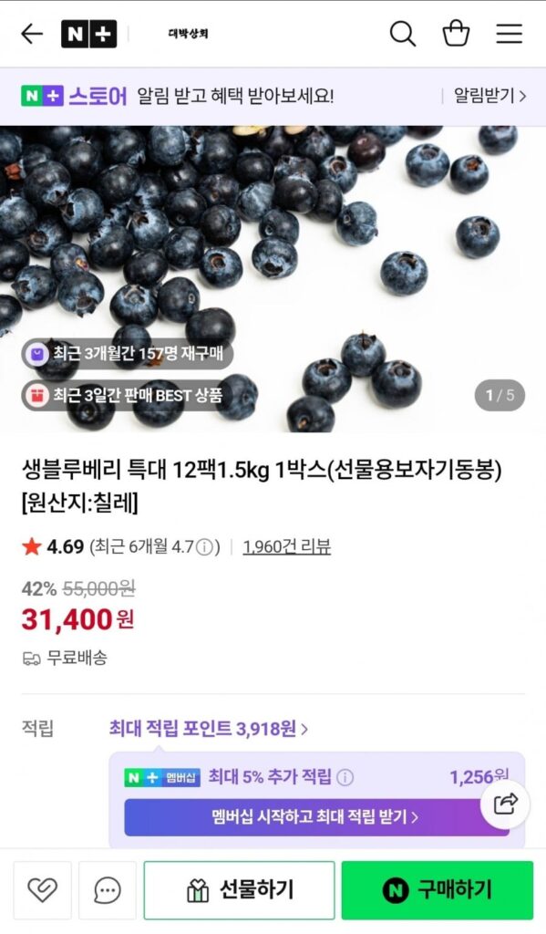 Quả việt quất cực lớn 125g x 12 gói