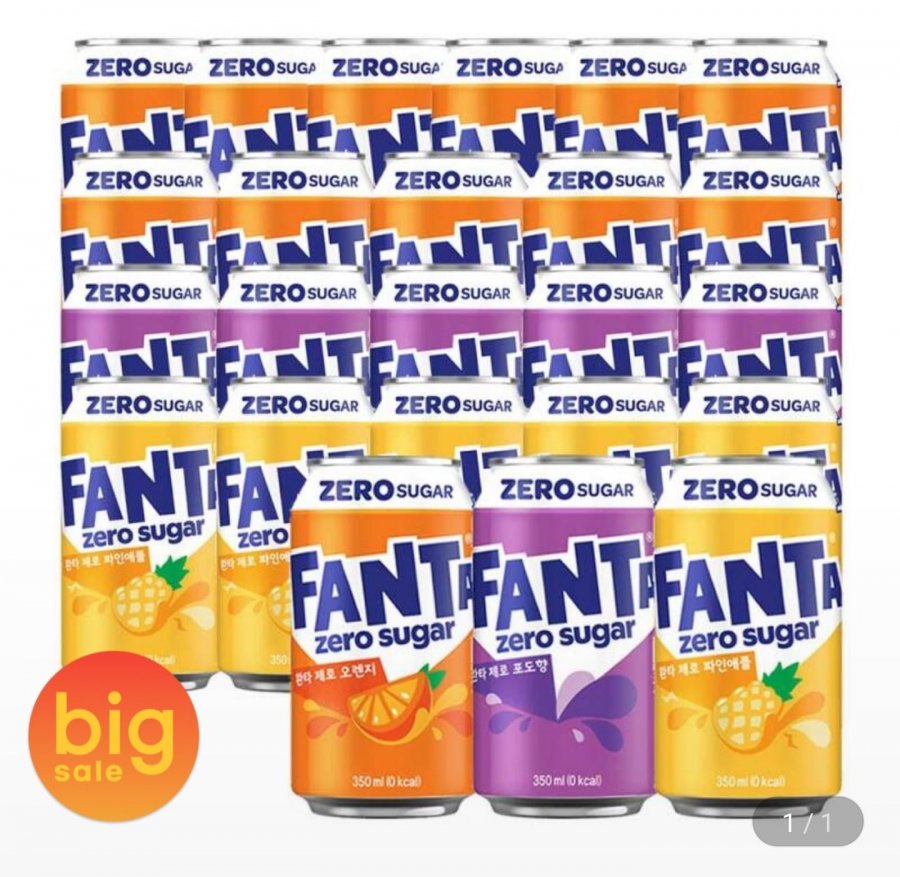 Fanta Zero Cam 12 lon + Nho 6 lon + Thông 6 lon 350ml (tổng cộng 24 lon)