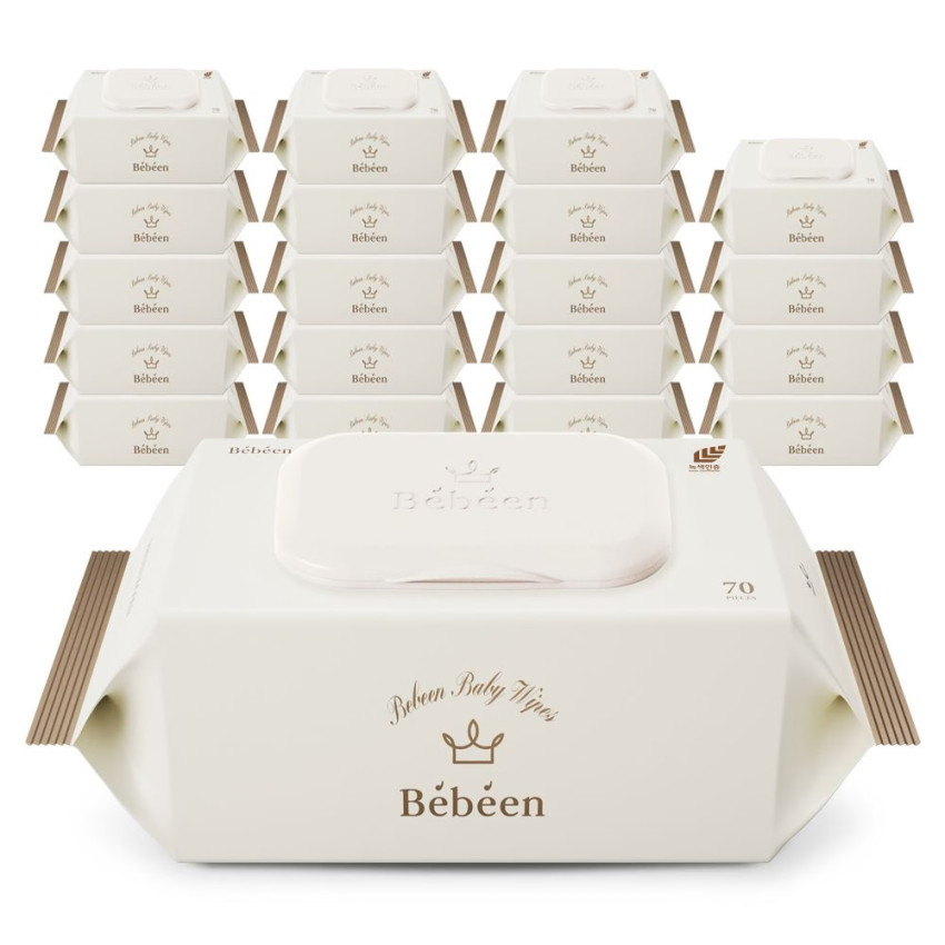 Khăn lau trẻ em Bebean dày cao cấp màu vàng 75gsm Khăn ướt 70 tờ 20 gói