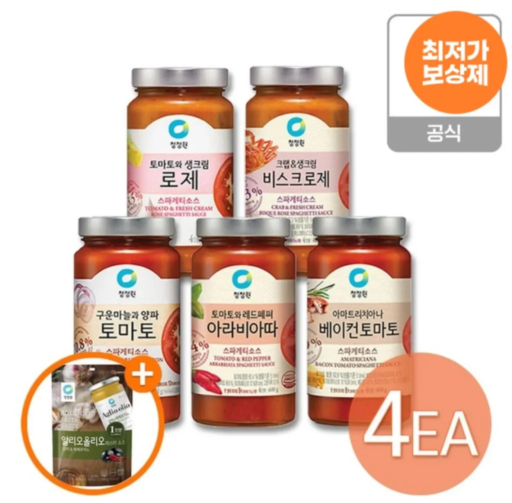 Sốt mì ống Chungjungwon 600g 4 chai + 1 túi sốt