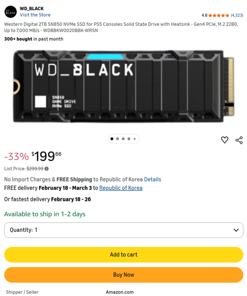 [Amazon] WD SN850 2TB