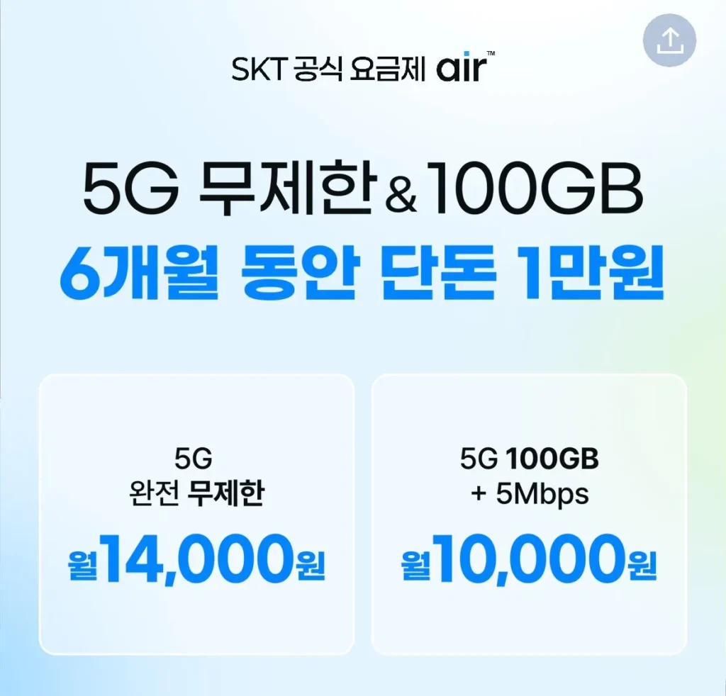 Air (14.000 trải nghiệm) Gói 5G hoàn toàn không giới hạn (6 tháng)