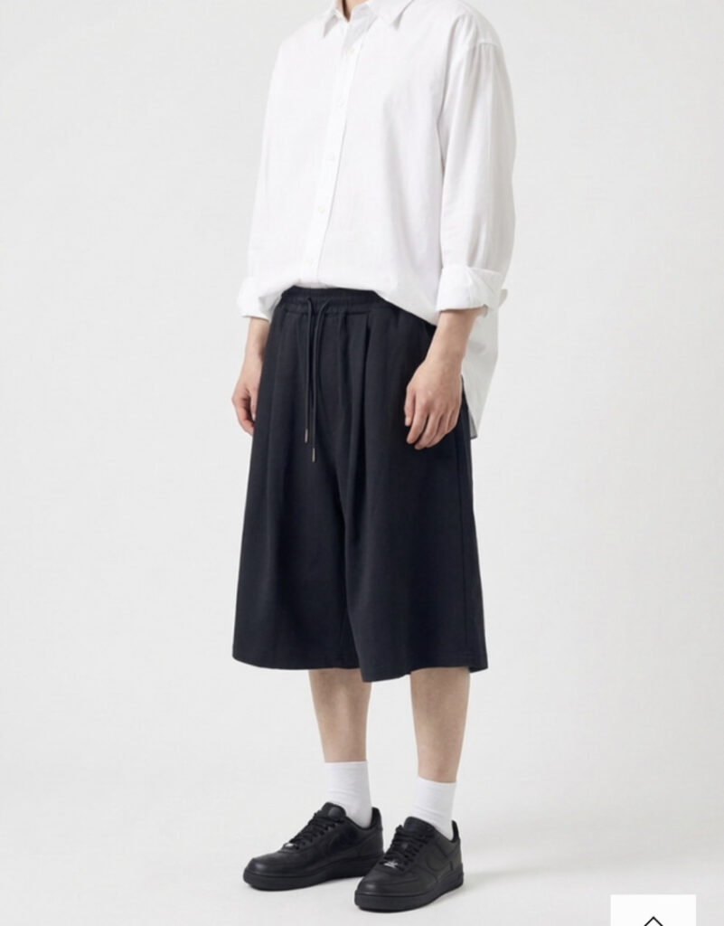 Sevensella / quần denim Bermuda 8/4, quần Bermuda nhiều nếp 8/4