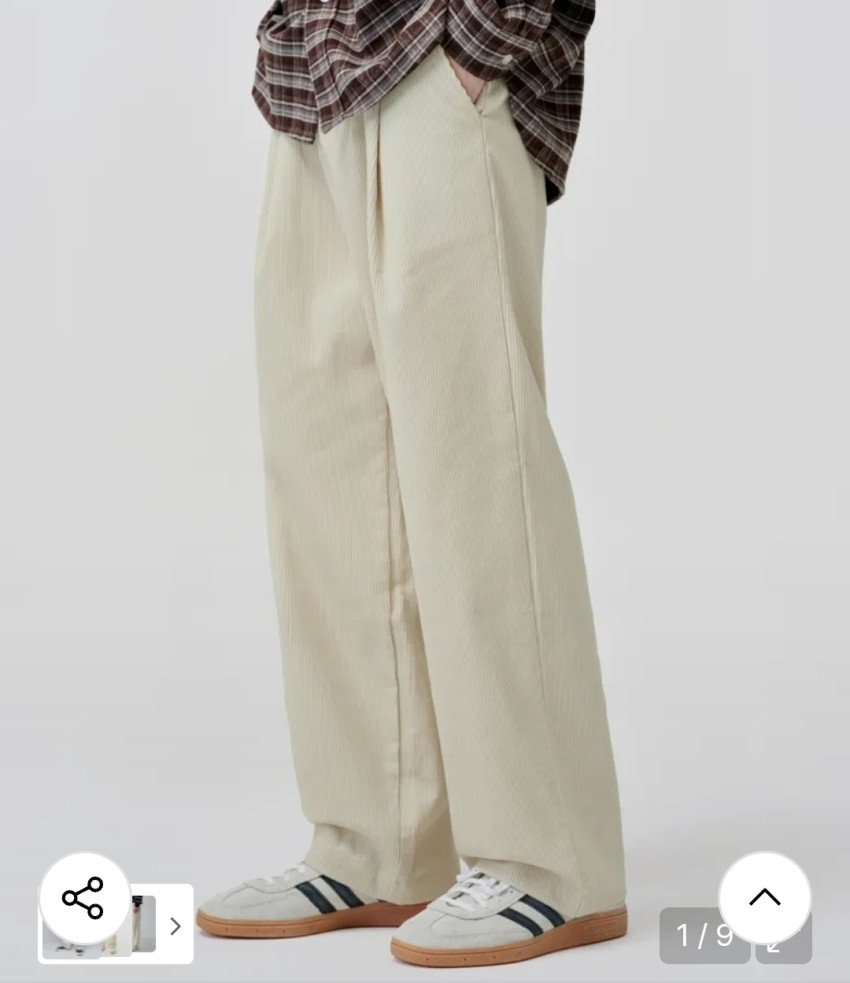 [Musinsa] Quần sọc nhung ống rộng