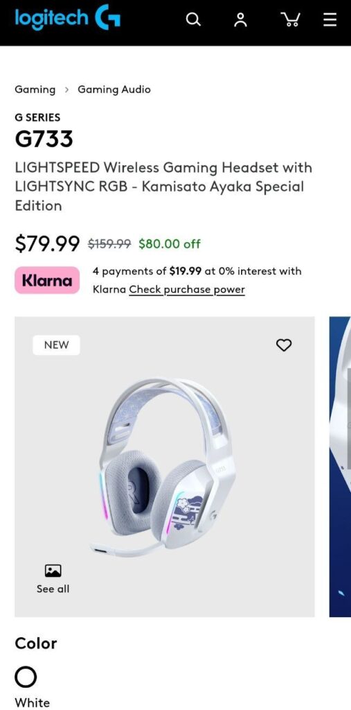 (Cần hỗ trợ)Logitech G733 Kamisato Ayaka phiên bản đặc biệt giảm giá 50%