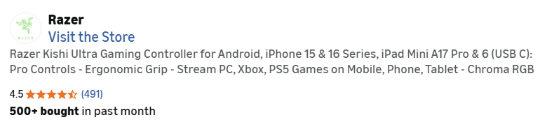 [Amazon] Bộ điều khiển chơi game di động Razer Kish Ultra