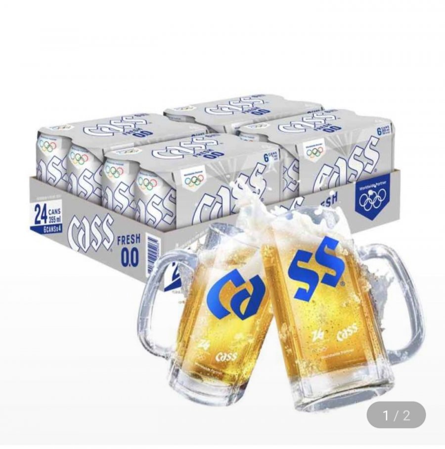 24 lon 355ml nước giải khát không cồn hương bia Cass Zero + 2 ly độc quyền dành cho Thế vận hội mùa đông Together