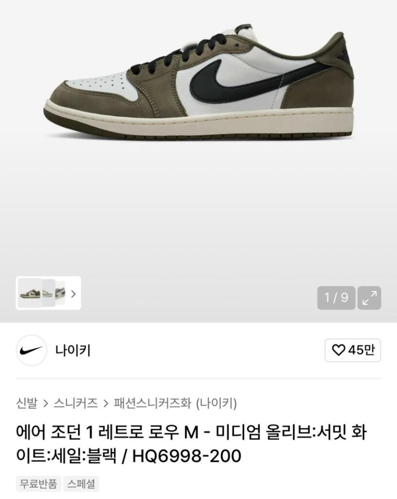 Nike Jordan 1 Low Olive 17.3