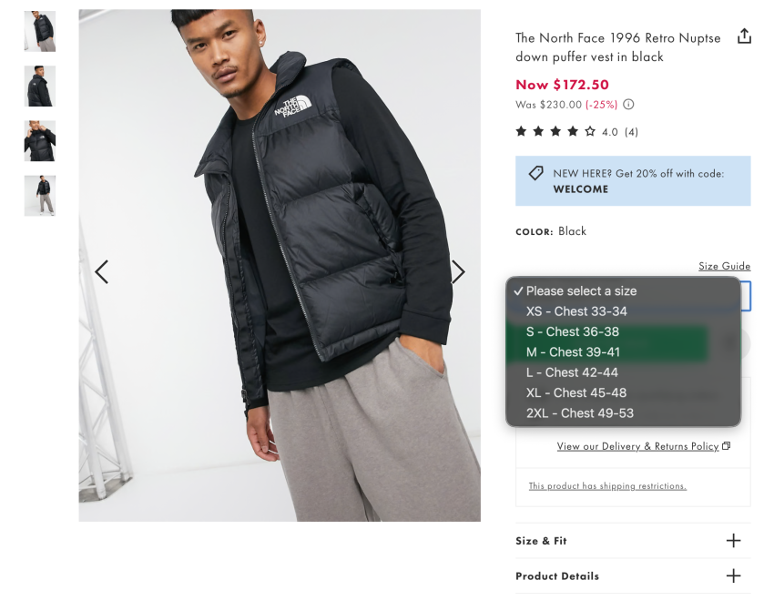 The North Face 1996 Áo Vest Nuptse Down Puffer Retro Màu Đen