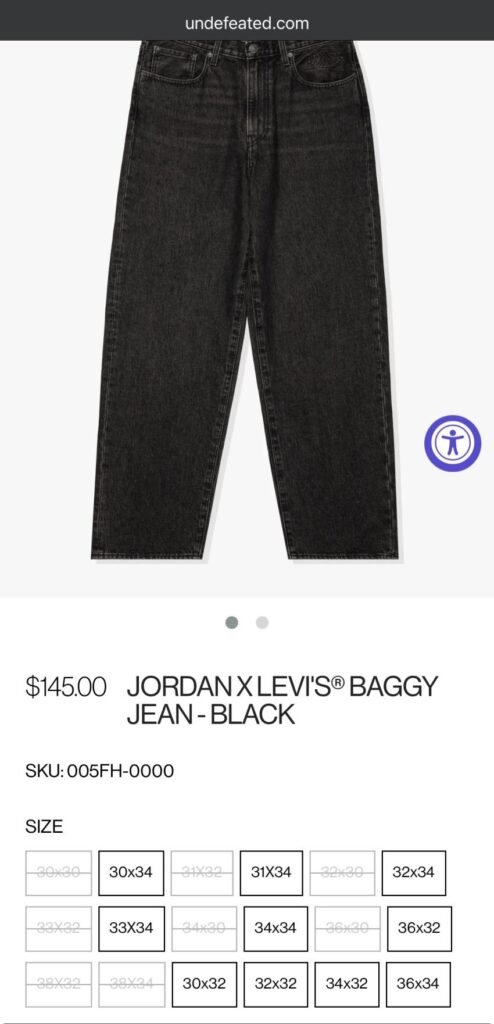 Quần jean rộng thùng thình Levi’s x Jordan bất bại