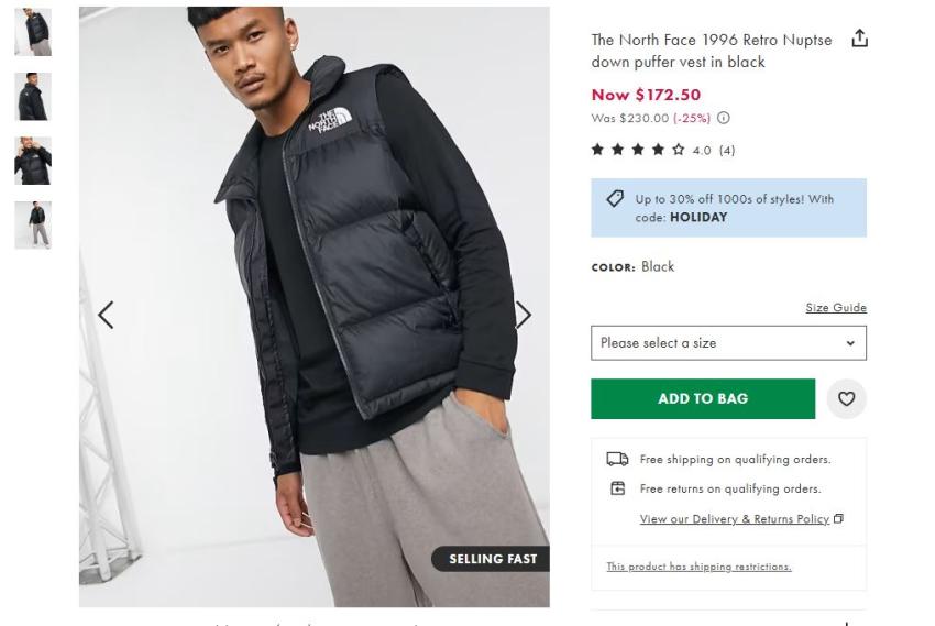 Vest Nuptse Mặt Bắc