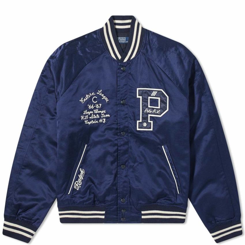 Áo khoác bomber Nordstrom Polo Satin Varsity Size S Cái cuối cùng