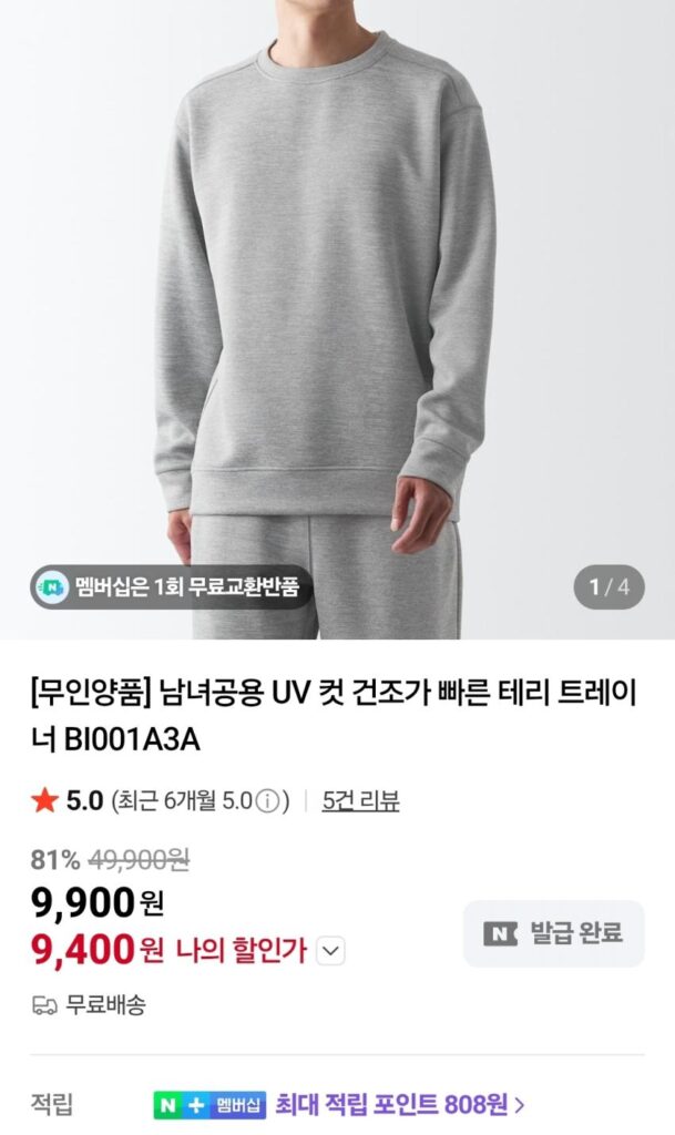 Áo nỉ cắt UV MUJI