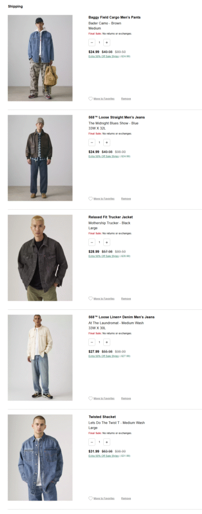 Giỏ hàng tại nhà Levi’s Migong Giảm giá thêm 50% Pickaxe