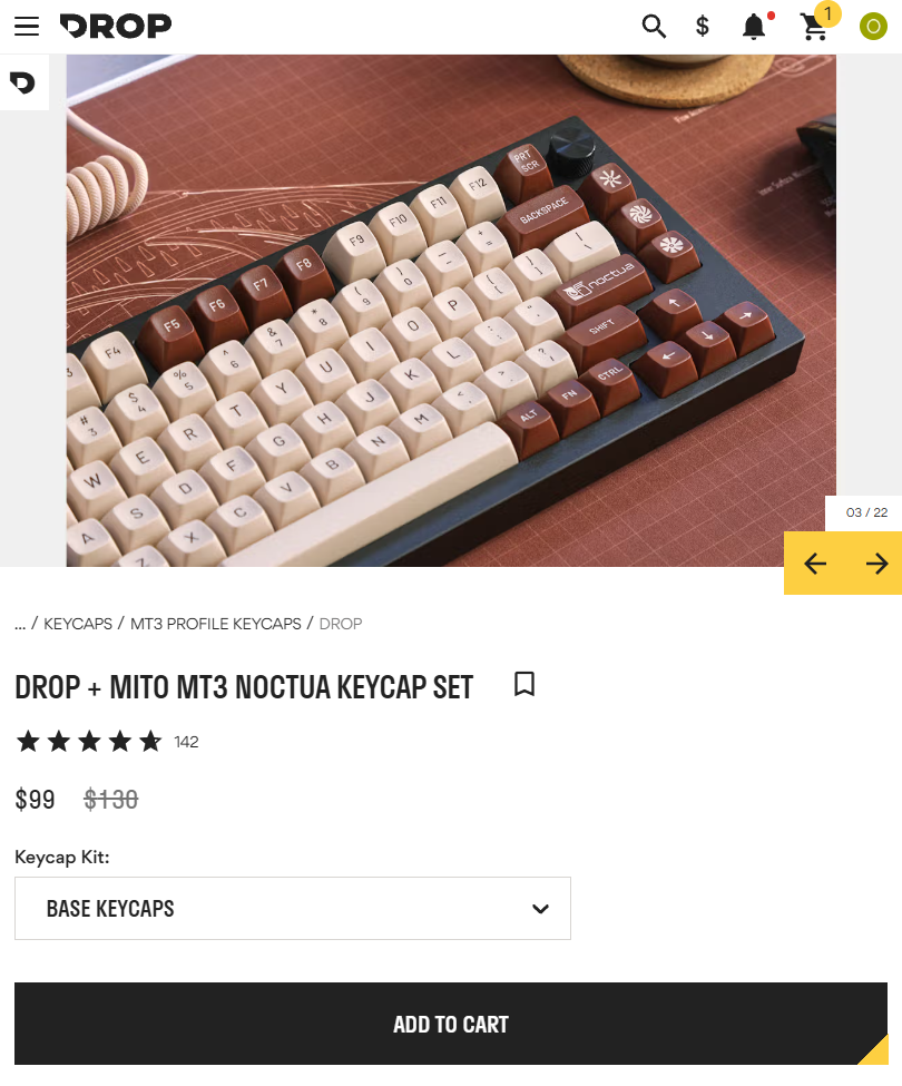 [Khác] Drop + Bộ keycap MiTo MT3 Noctua