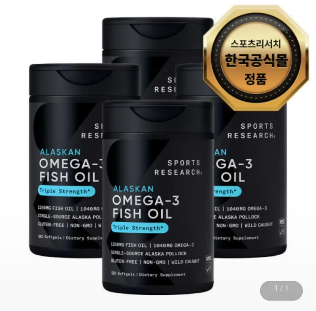 Nghiên cứu thể thao Dầu cá Omega-3 Triple Strength Softgels, 90 viên, 4 chai